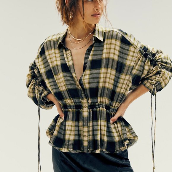 Free People Tops - Free People Pacific Dawn Plaid Shirt